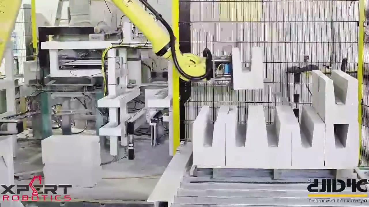 Ytong factory with Xpert Robotics automated palletizing line in operation